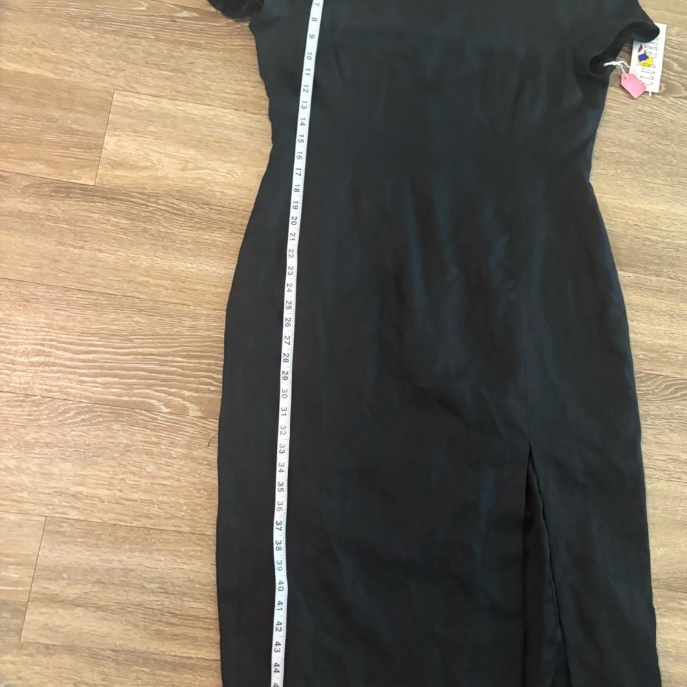 Vintage Club France Maxi Linen Black Dress Whimsigoth Sz 16 Minimalist Capsule - Picture 6 of 6